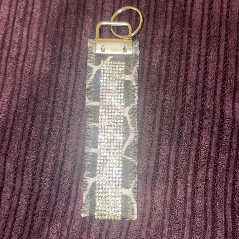 Frayed Rhinestone Wristlet Keychain